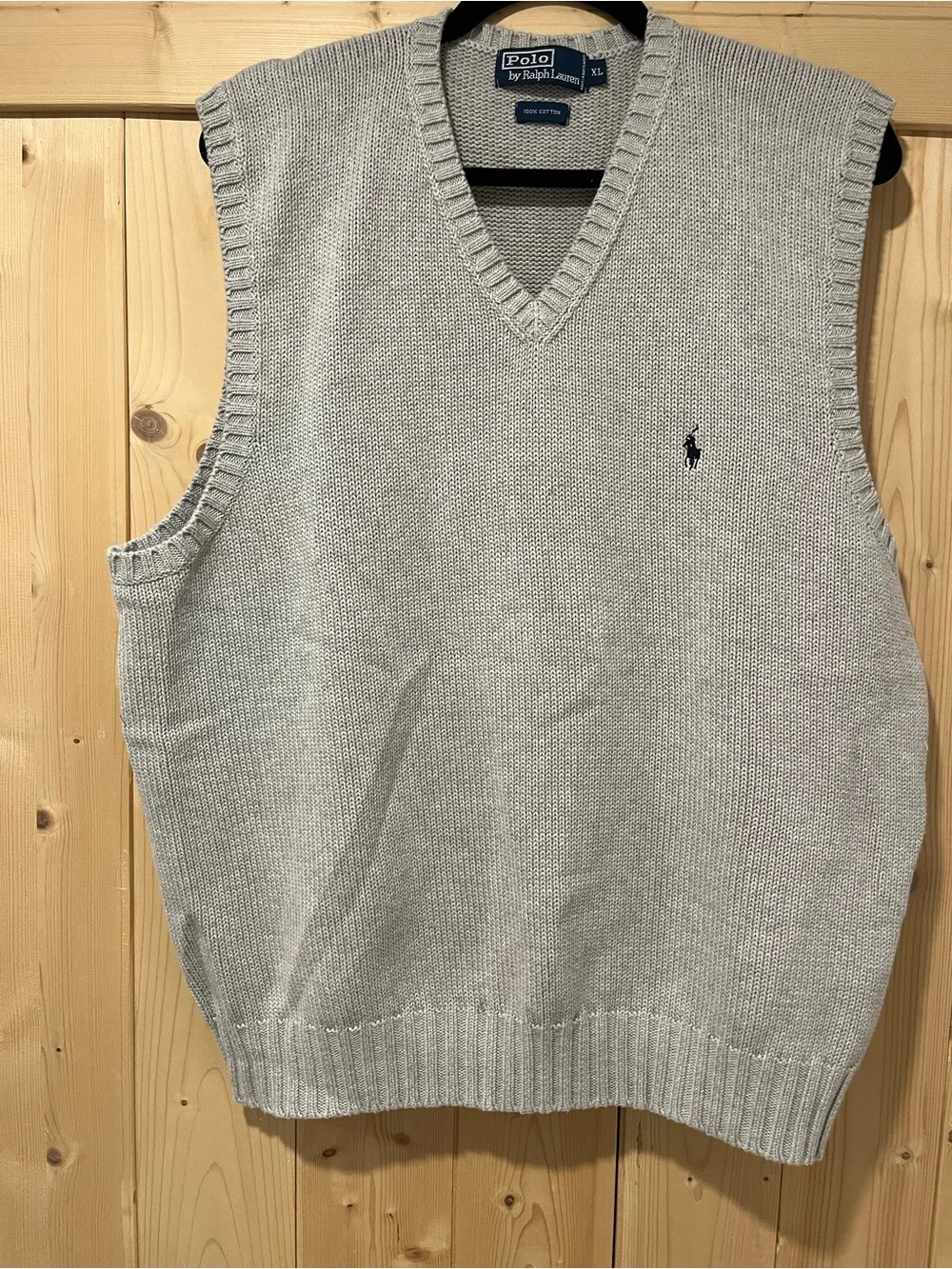 Polo Ralph Lauren Men’s Sweater Vest XL Gray 100% Cotton V-Neck Pony Logo